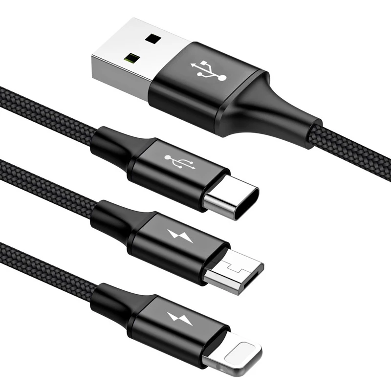 کابل 3 سر فست شارژ Baseus Rapid Series CAMLT-SU 3A 1.2m