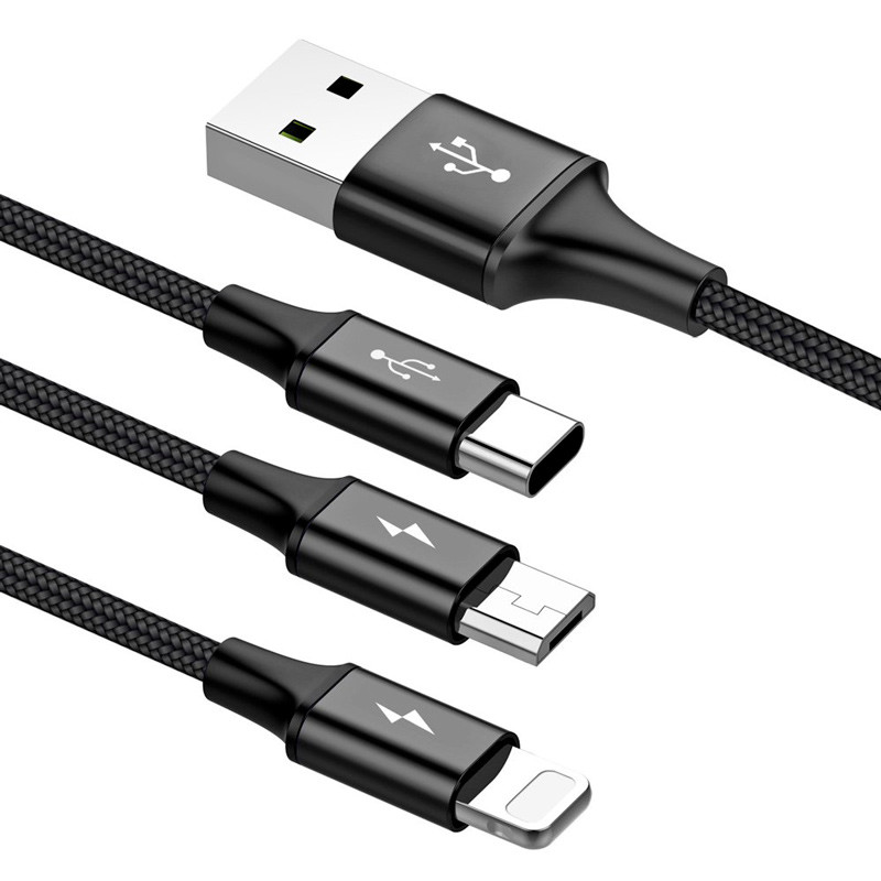کابل 3 سر فست شارژ Baseus Rapid Series CAMLT-SU 3A 1.2m