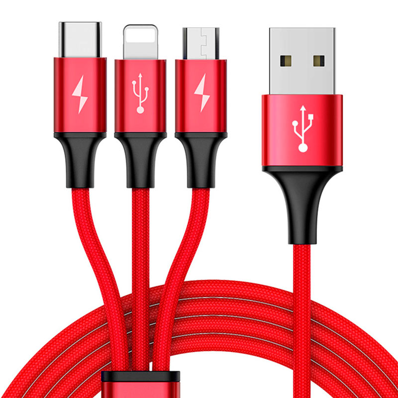 کابل 3 سر فست شارژ Baseus Rapid Series CAMLT-SU 3A 1.2m