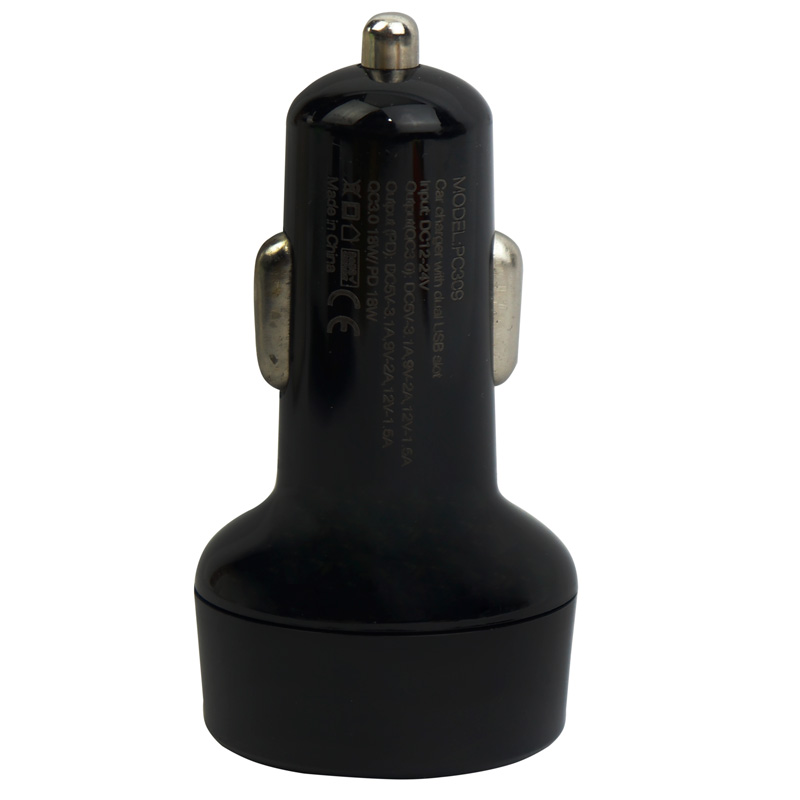 شارژر فندکی فست شارژ Bavin PC309 QC3.0 3.1A PD 18W + کابل آیفونی