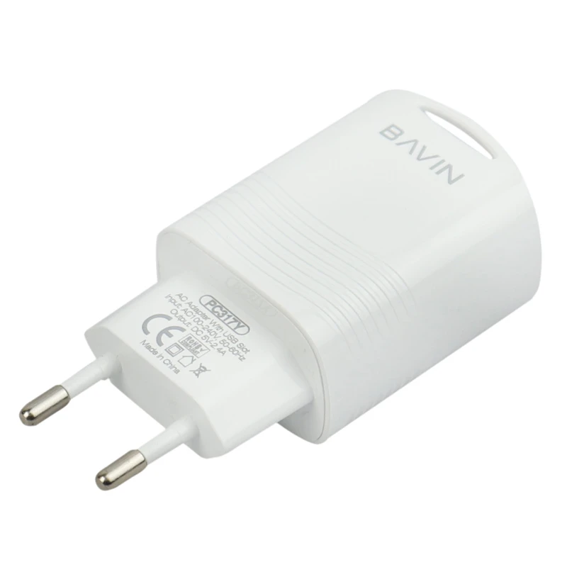 شارژر دیواری Bavin PC317Y 2Port 2.4A + کابل Type-C