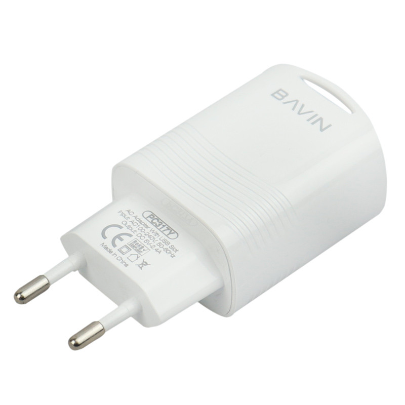 شارژر دیواری Bavin PC317Y 2Port 2.4A + کابل Type-C