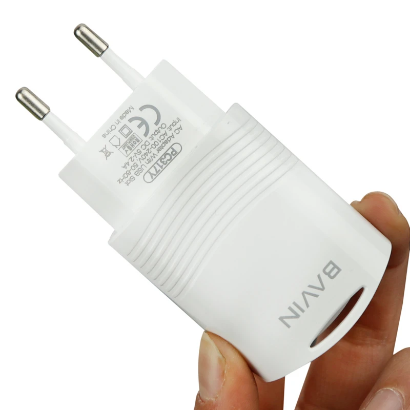 شارژر دیواری Bavin PC317Y 2Port 2.4A + کابل Type-C