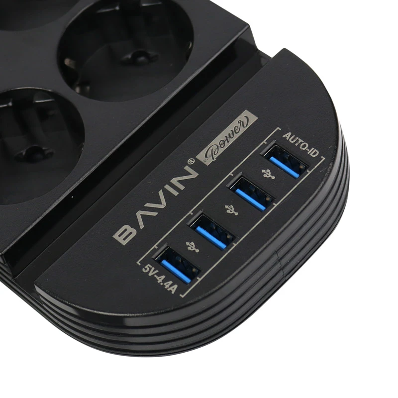 چند راهی 6 خانه ارت دار باوین PC327 با کابل 2 متری + شارژر USB