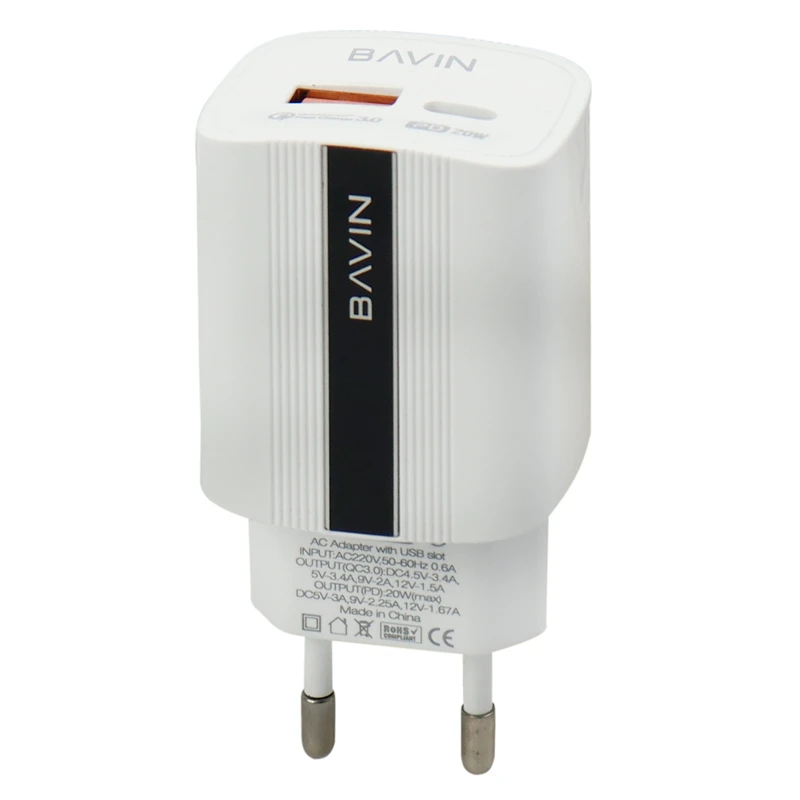 کلگی فست شارژ Bavin PC336Y 2Port 3.4A QC3 PD 20W