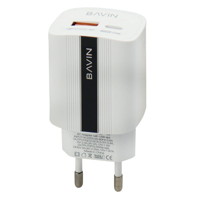 کلگی فست شارژ Bavin PC336Y 2Port 3.4A QC3 PD 20W