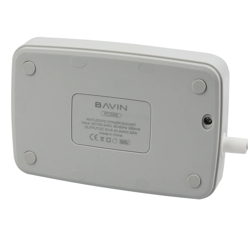 چند راهی 3 خانه ارت دار باوین PC588 با کابل 1.5 متری + شارژر USB