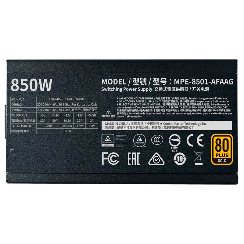 پاور ماژولار 850 وات کولر مستر Cooler Master MWE 850 - V2 Gold