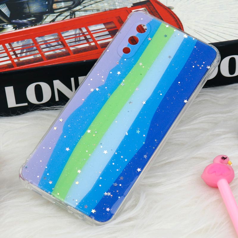 قاب سامسونگ Galaxy A02 طرح رنگین کمانی ستاره ای محافظ لنزدار