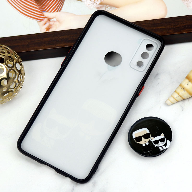 قاب PC محافظ لنز دار طرح Boss Cat + پاپ سوکت Samsung Galaxy A10s