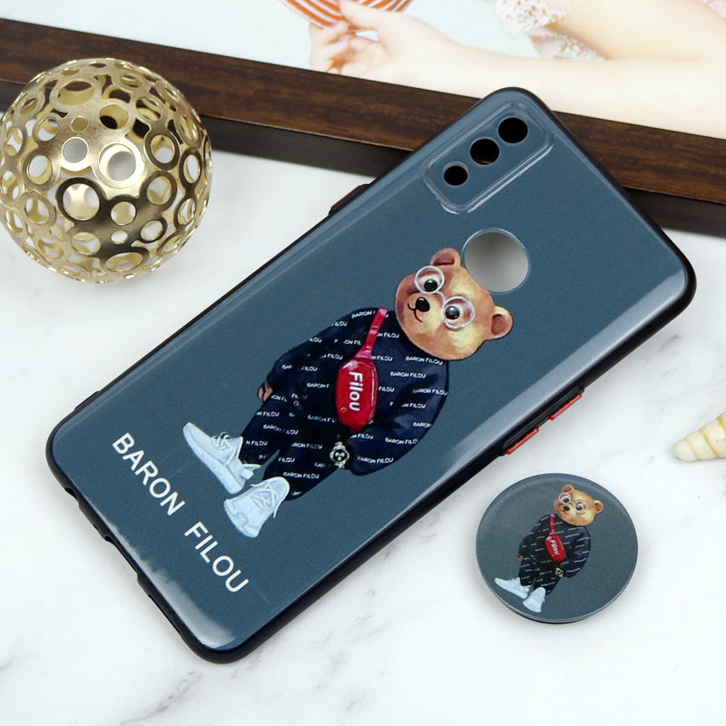 قاب PC محافظ لنز دار طرح Baron + پاپ سوکت Samsung Galaxy A10s