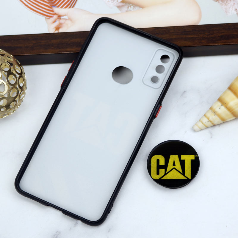 قاب PC محافظ لنز دار طرح CAT + پاپ سوکت Samsung Galaxy A10s