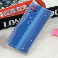 قاب سامسونگ Galaxy A12 طرح رنگین کمانی ستاره ای محافظ لنزدار