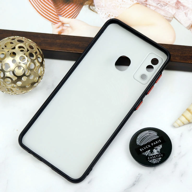 قاب PC محافظ لنز دار طرح Blvck + پاپ سوکت Samsung Galaxy A20 / A30