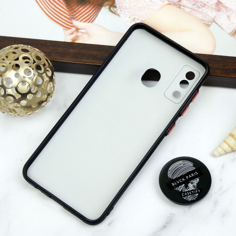 قاب PC محافظ لنز دار طرح Blvck + پاپ سوکت Samsung Galaxy A20 / A30