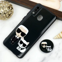 قاب PC محافظ لنز دار طرح Boss Cat + پاپ سوکت Samsung Galaxy A20 / A30
