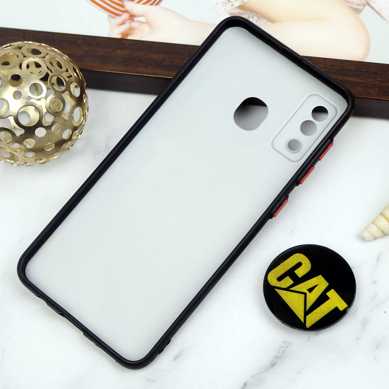 قاب PC محافظ لنز دار طرح CAT + پاپ سوکت Samsung Galaxy A20 / A30