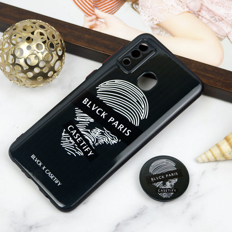 قاب PC محافظ لنز دار طرح Blvck + پاپ سوکت Samsung Galaxy A20 / A30