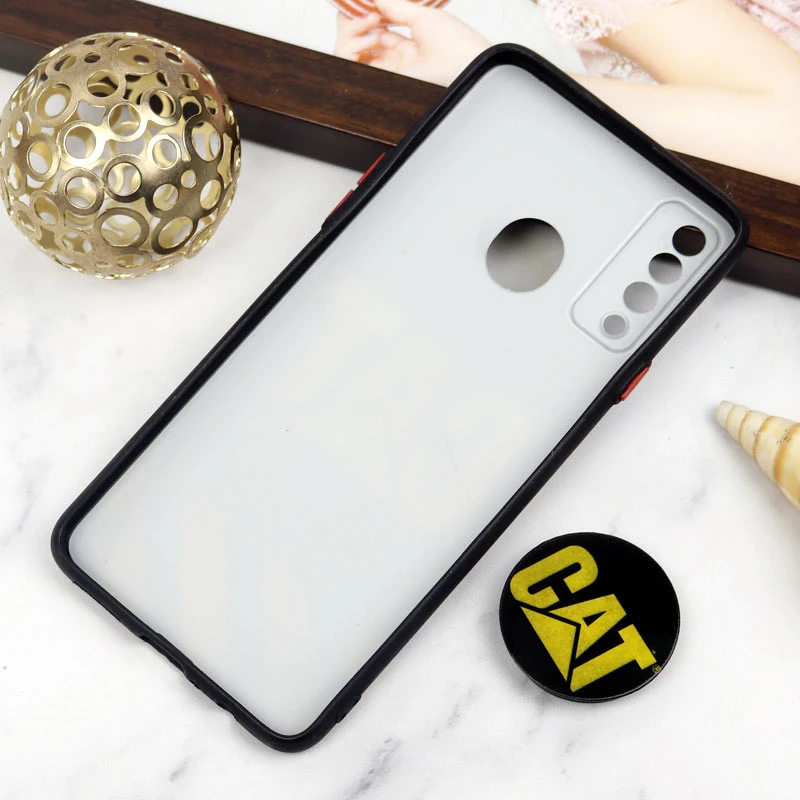 قاب PC محافظ لنز دار طرح CAT + پاپ سوکت Samsung Galaxy A20s