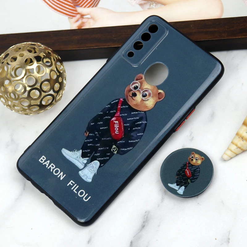 قاب PC محافظ لنز دار طرح Baron + پاپ سوکت Samsung Galaxy A20s