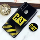 قاب PC محافظ لنز دار طرح CAT + پاپ سوکت Samsung Galaxy A20s