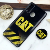 قاب PC محافظ لنز دار طرح CAT + پاپ سوکت Samsung Galaxy A20s
