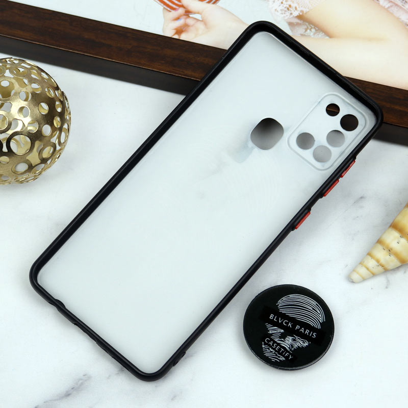 قاب PC محافظ لنز دار طرح Blvck + پاپ سوکت Samsung Galaxy A21s