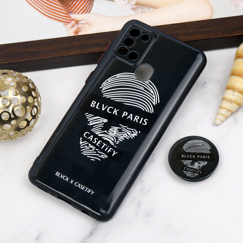 قاب PC محافظ لنز دار طرح Blvck + پاپ سوکت Samsung Galaxy A21s