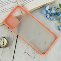 قاب PC مات محافظ لنز دار کشویی Samsung Galaxy A22 4G گلبهی