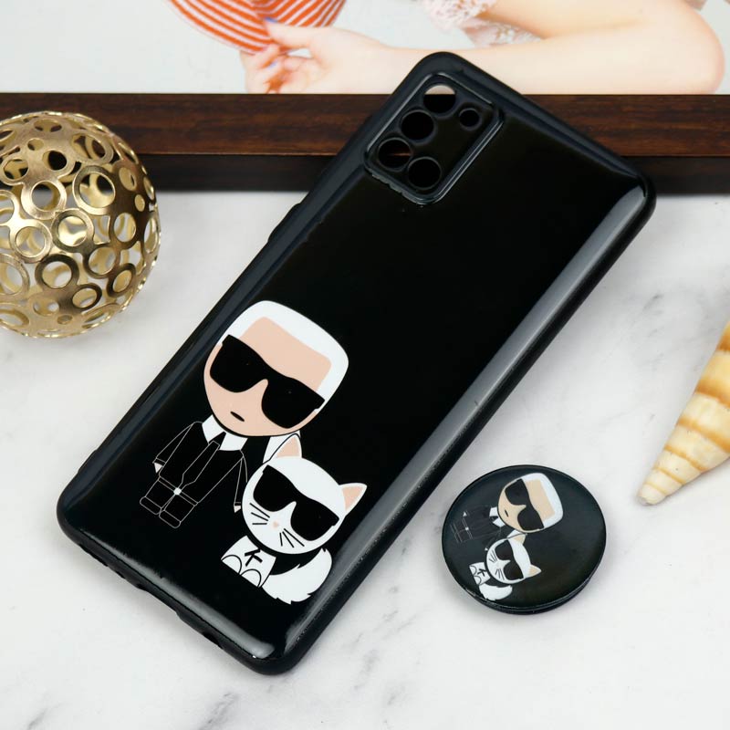 قاب PC محافظ لنز دار طرح Boss Cat + پاپ سوکت Samsung Galaxy A31