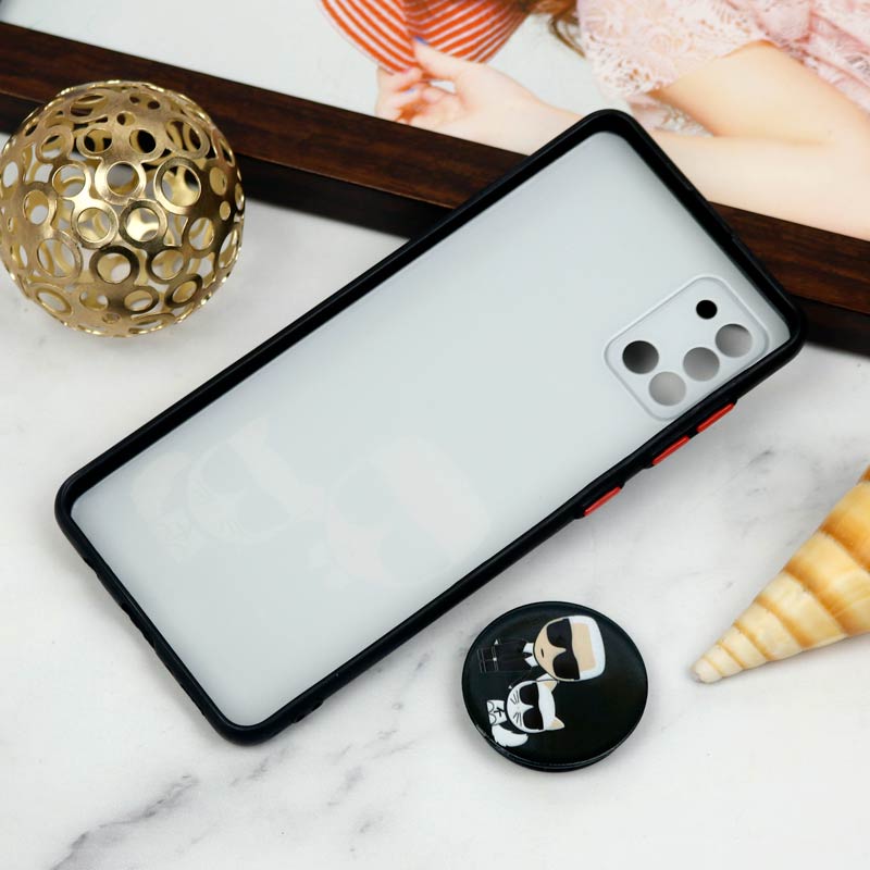 قاب PC محافظ لنز دار طرح Boss Cat + پاپ سوکت Samsung Galaxy A31