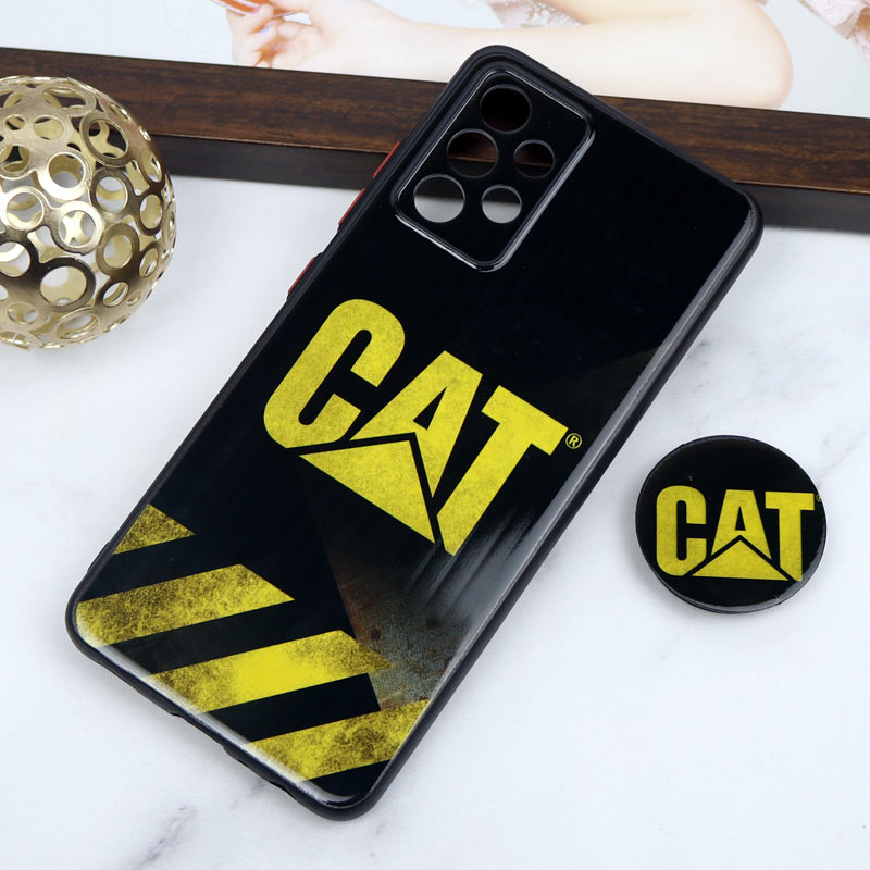 قاب PC محافظ لنز دار طرح CAT + پاپ سوکت Samsung Galaxy A32 4G