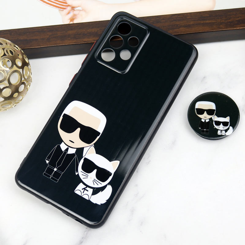 قاب PC محافظ لنز دار طرح Boss Cat + پاپ سوکت Samsung Galaxy A32 4G