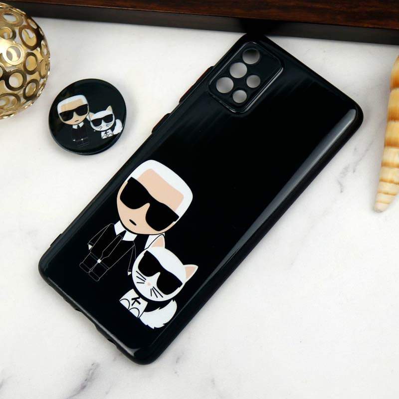قاب PC محافظ لنز دار طرح Boss Cat + پاپ سوکت Samsung Galaxy A51