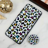 قاب PC محافظ لنز دار طرح پلنگی + پاپ سوکت Samsung Galaxy A51