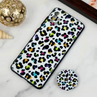 قاب PC محافظ لنز دار طرح پلنگی + پاپ سوکت Samsung Galaxy A51