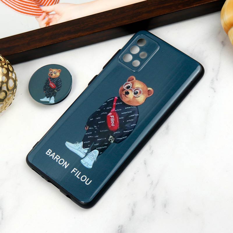 قاب PC محافظ لنز دار طرح Baron + پاپ سوکت Samsung Galaxy A51