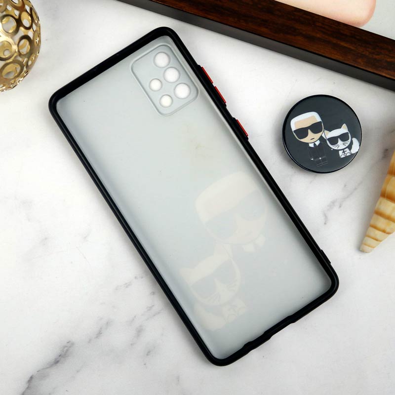 قاب PC محافظ لنز دار طرح Boss Cat + پاپ سوکت Samsung Galaxy A51