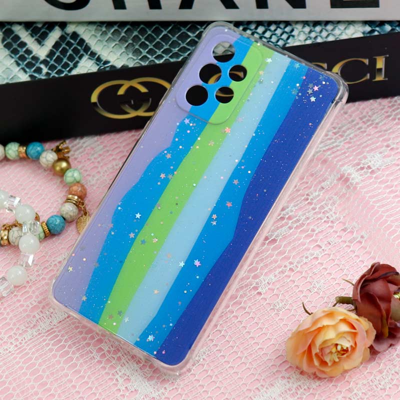قاب سامسونگ Galaxy A52 / A52s طرح رنگین کمانی ستاره ای محافظ لنزدار