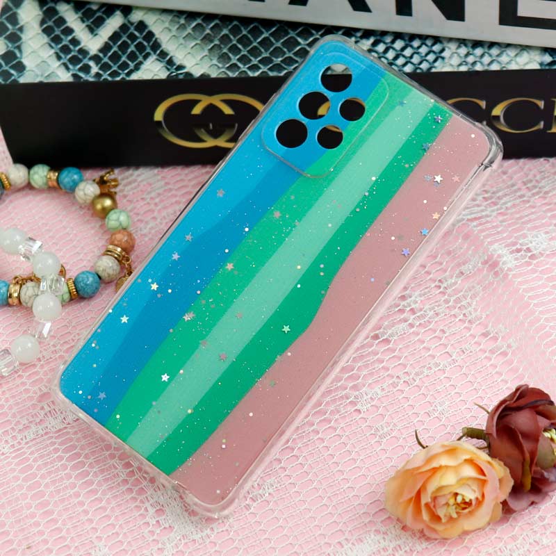 قاب سامسونگ Galaxy A52 / A52s طرح رنگین کمانی ستاره ای محافظ لنزدار