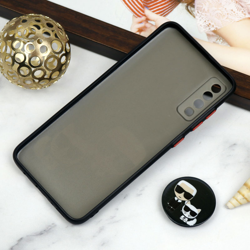 قاب PC محافظ لنز دار طرح Boss Cat + پاپ سوکت Samsung Galaxy A70