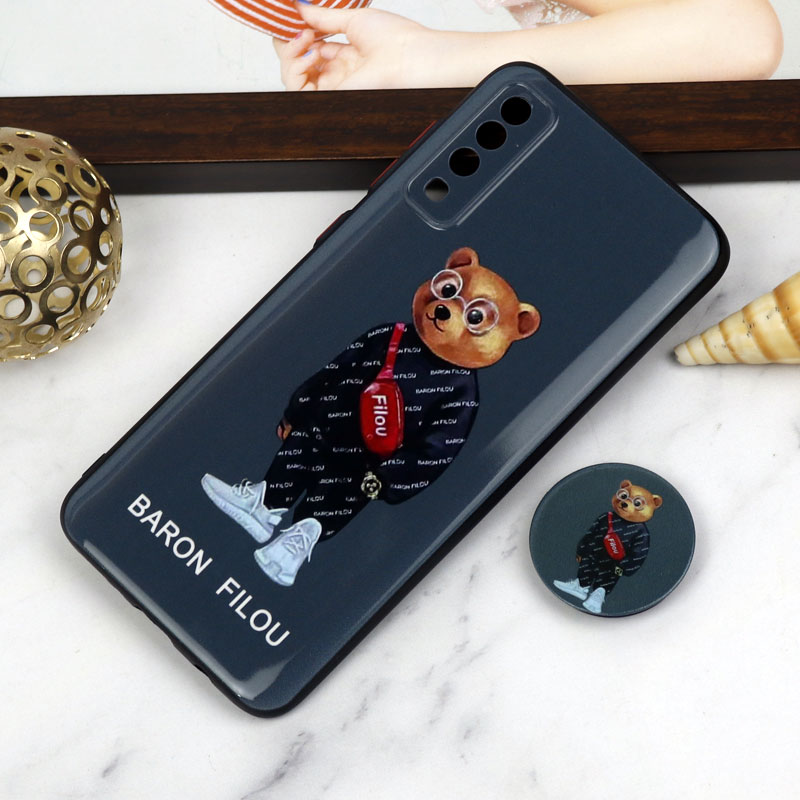 قاب PC محافظ لنز دار طرح Baron + پاپ سوکت Samsung Galaxy A70