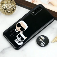 قاب PC محافظ لنز دار طرح Boss Cat + پاپ سوکت Samsung Galaxy A70