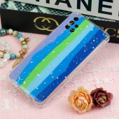 قاب سامسونگ Galaxy A71 طرح رنگین کمانی ستاره ای محافظ لنزدار