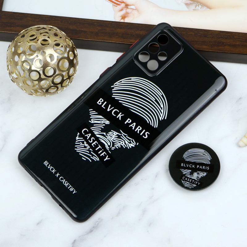 قاب PC محافظ لنز دار طرح Blvck + پاپ سوکت Samsung Galaxy A71
