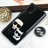 قاب PC محافظ لنز دار طرح Boss Cat + پاپ سوکت Samsung Galaxy A71