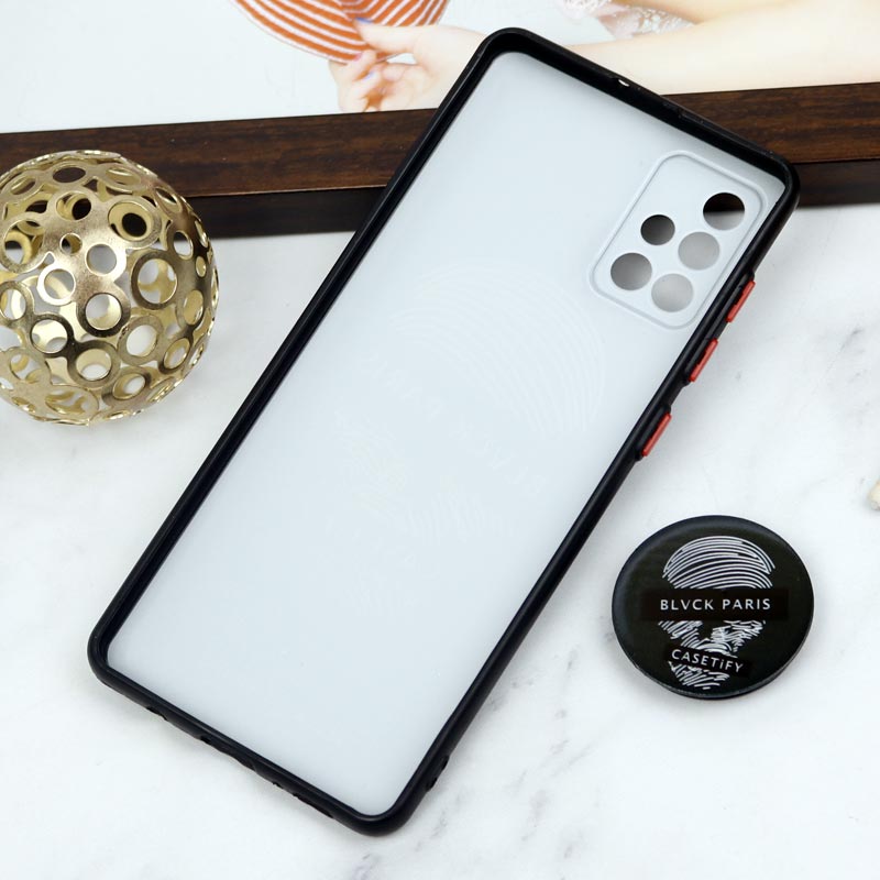 قاب PC محافظ لنز دار طرح Blvck + پاپ سوکت Samsung Galaxy A71