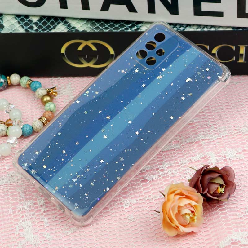 قاب سامسونگ Galaxy A71 طرح رنگین کمانی ستاره ای محافظ لنزدار