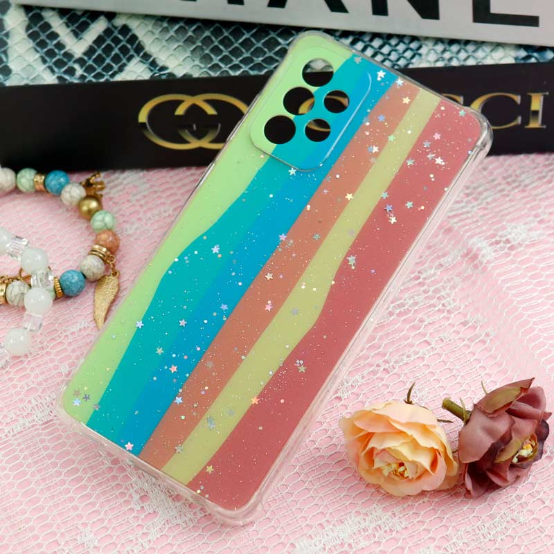 قاب محافظ لنزدار رنگین کمانی ستاره ای Samsung Galaxy A72