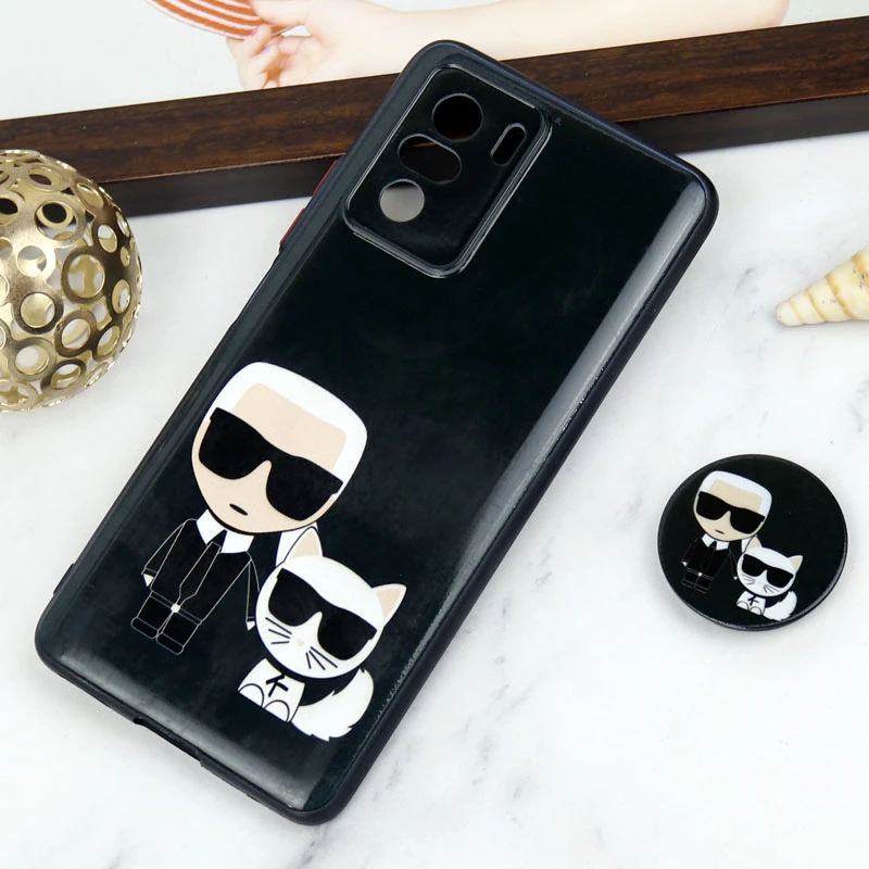 قاب PC محافظ لنز دار طرح Boss Cat + پاپ سوکت Xiaomi Poco F3